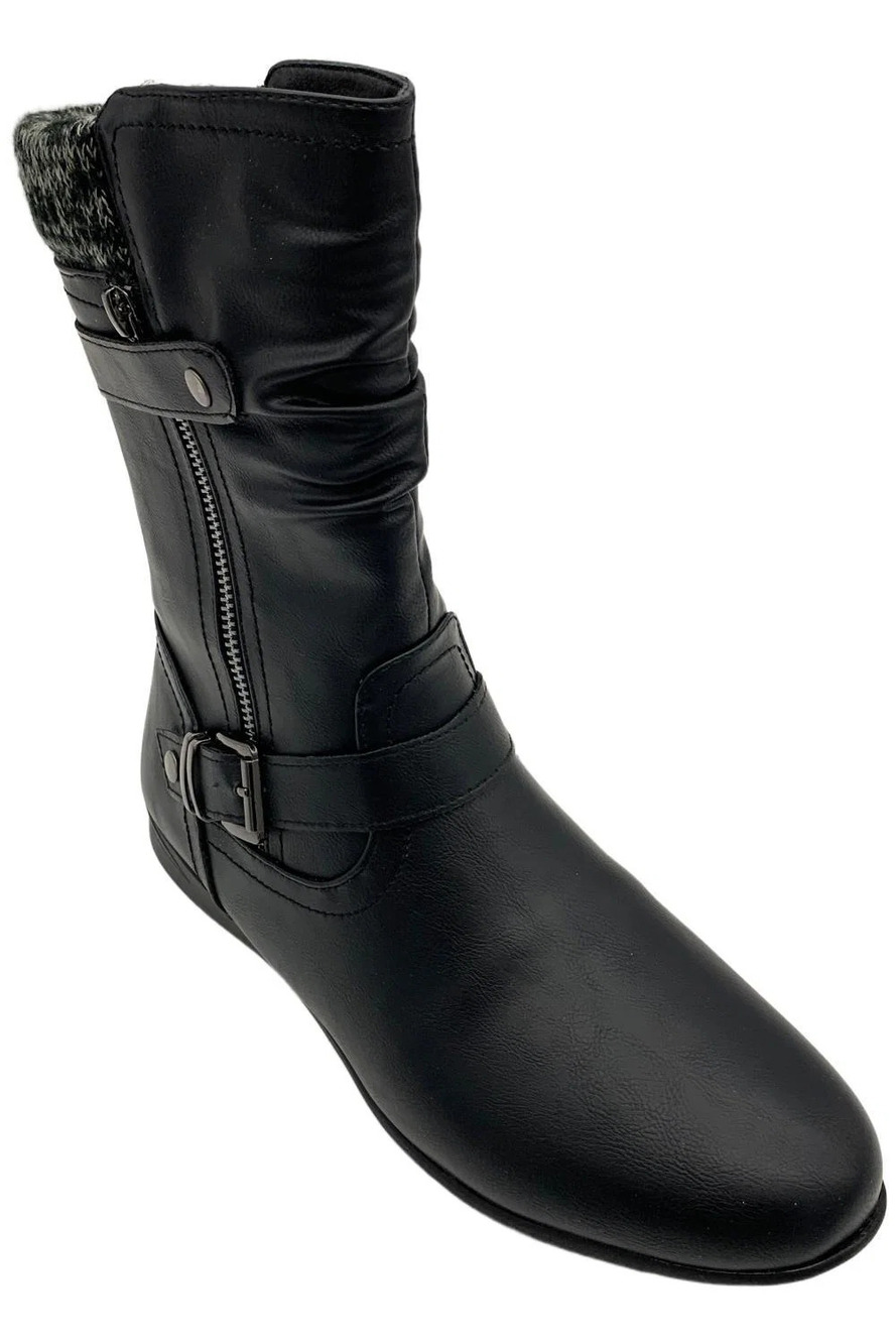 Wanderlust Women's Phyllis Zip Wedged Boot Black - Wide